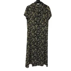  SLOBE IÉNA スローブイエナ 小花柄 シアーロングワンピース ブラック × イエロー グリーン小花柄【C462】