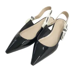 Christian Dior クリスチャン ディオール J'ADIOR パテント フラットパンプス スリングバック エナメル  ブラック系 36 1/2 レディース [240101567485]