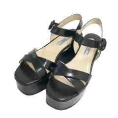 PRADA プラダ  サンダル ウェッジ プラットフォーム  ブラック系 37 レディース [240101574559]