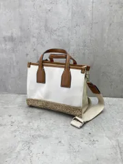 ZARA ザラ 花柄刺繍 キャンバス トート バッグ オフホワイト×茶 ■■レディース