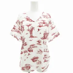 カルヴェン CARVEN カットソー 半袖 Vネック マニマル柄 総柄 プリント M 白 ホワイト ボルドー /GVのサムネイル