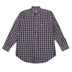 バーバリーズBurberrys' ポイント刺繍チェックボタンダウンシャツ 紺他37(S)