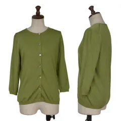 バーバリーBURBERRY LONDON シルクストレッチクルーネックカーディガン 黄緑1