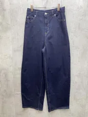 美品 Canal Jean キャナルジーン 252204110701802 ハイウエストワイドカーブデニム パンツ size縦L横L-/ネイビー ■■◎レディース
