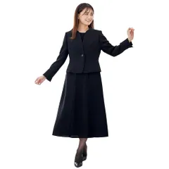 新品 [BLACK GALLERY] ブラックフォーマル 喪服 礼服 ロング丈 ジャケット ワンピース 前開き 洗える レギュラー 110511784 21号