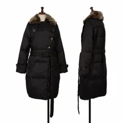 ポールスミス ブラックレーベルPaul Smith BLACK LABEL 裏コインプリントファー襟ダウンコート 黒38