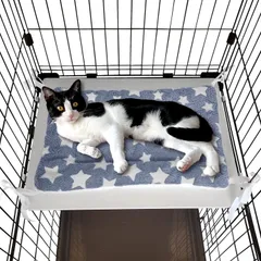 落ちない 四隅紐付き ボア ベッド あったか 柔らかい 猫 リバーシブル 洗える ケージ用 モフモフ マット ふわふわ キャットタワー ペット ソファ (グレースター) POOKIE ワンサイズ