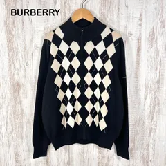 BURBERRY GOLF バーバリーゴルフ アーガイル チェック ウォッシャブル ウールニット フルジップアップ  セーター カーディガン ブラック メンズ トップス