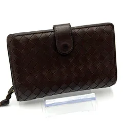 ボッテガヴェネタ BOTTEGA VENETA イントレチャート 二つ折り財布 お札入れ 男女兼用 ブラウン ゴールド金具 レザー