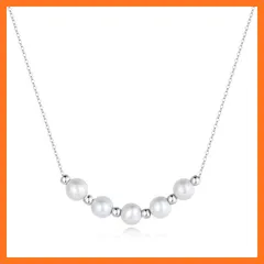 【新品】 STJARNA 本真珠 ネックレス レディース ホワイト 淡水パール 6-7mm 14Kゴールド 手作りネックレス 45cm調整可能 NP11Y 0