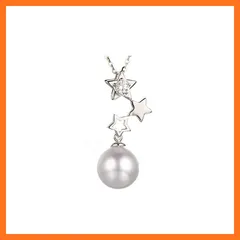 【新品】 花珠級貝パール 真珠 白い 可愛い star ネックレス 5A級CZダイヤ 星ペンダント 花珠高級オーロラ貝パール 10mm ホワイト パーティー プレゼント ペンダント 925シルバー ギフトラッピング 1