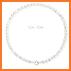 【新品】 [ACCE FANJI] パールネックレス イヤリング 真珠 冠婚葬祭用 8mm 42cm S925 イヤリング pearl パール ホワイ ブランド 1