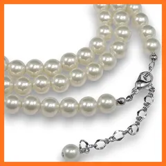 【新品】 [あなたと私の宝石箱] 日本製＞パールネックレス ロング70-76cm 7.0mm珠花珠光沢ホワイト系フェイク真珠9026 1