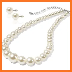 【新品】 [LunArts] パールネックレス 1連 （ピアス） セット 8mm 真珠 冠婚葬祭 結婚式 真珠ネックレス 公式宝珠 0