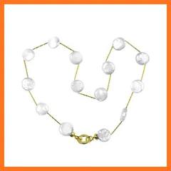 【新品】 [月亮真珠] 16MM バロック 真珠 ネックレス 50CM 通販 人気 淡水パールネックレス レディース ジュエリー おしゃれ 女性用 六月 誕生石 プレゼント (White) 1