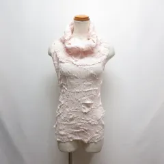 ザラ ZARA 美品 オフタートル ノースリーブ シアー カットソー S ピンク 微ラメ ワッシャー加工