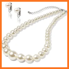 【新品】 [LunArts] パールネックレス 1連 イヤリング or ピアス セット 8mm 真珠 冠婚葬祭 結婚式 真珠（イヤリング） 真珠ネックレス公式宝珠 0