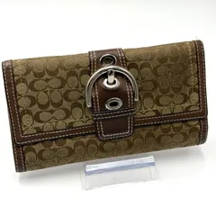 コーチ COACH シグネチャー 長財布 お札入れ 男女兼用 シルバー金具 ブラウン レザー