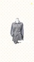 日本ブランド グレー ストライプ 猫 肉球 シャツ型 カーディガン 森ガール ギークシック