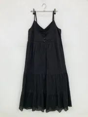 UNIQLO ユニクロ ワンピース S ブラック 無地 袖なし ロング・マキシ丈 フレア プリーツ
