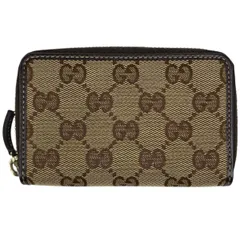 グッチ GUCCI GG柄 コインケース 小銭入れ コインケース キャンバス レザー ベージュ ブラウン 255452 レディース 【中古】