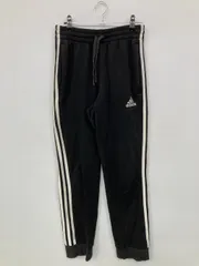 adidas アディダス スウェットパンツ S ブラック 無地 ワンポイント ブランドロゴ ライン柄 スタンダード ハイウエスト ウエストゴム・紐
