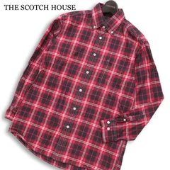 THE SCOTCH HOUSE スコッチハウス 通年 ロゴ刺繍★ 長袖 ボタンダウン チェック シャツ Sz.M メンズ