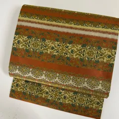名古屋帯 横断 花唐草に織り出し 九寸 正絹 着物 MA-4320