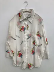 SPINNS スピンズ シャツ/ブラウス F ホワイト その他総柄 レギュラーカラー 半端袖 ミドル丈