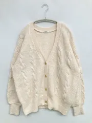 one after another NICE CLAUP ワンアフターアナザーナイスクラップ カーディガン/ボレロ F アイボリー ミドル丈 長袖 無地 ナイロン ウール・ニット