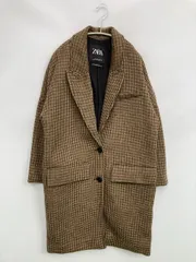 ZARA ザラ チェスターコート USA S ブラウン チェック柄 ロング丈 フードなし