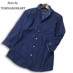 Zero by TORNADOMART トルネードマート 春夏 切替★ 7分袖 切替デザイン ストライプ シャツ Sz.M メンズ ネイビー 日本製