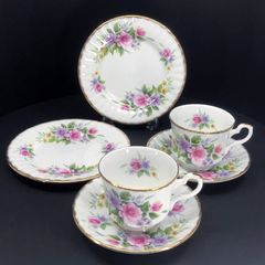 ハマースレイ ⑥ パープル フラワー マム トリオ カップ プレート