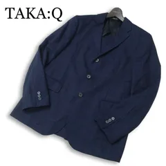 TAKA:Q タカキュー 春夏 背抜き★ ウィンドウペン チェック テーラード ジャケット Sz.L メンズ 紺 ネイビー ビジカジ
