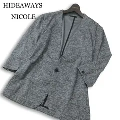HIDEAWAYS NICOLE ハイダウェイ ニコル 春夏★ 7分袖 ノーカラー ジャケット カーディガン Sz.52 メンズ 灰 グレー