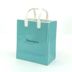 Tiffany ティファニー／ショッピングバッグ オーナメント オブジェ 置物 花瓶／陶器／ホワイト・ブルー