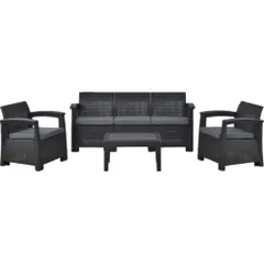 「沖縄専用ページ」全新品 ラタン調 ガーデンファニチャー ガーデンテーブル ガーデンチェアー ラタン調 テーブル 家具 樹脂 ねじなし ホテル カフェ ベランダ テラス 屋外家具 高級 テラス ソファ ガーデンソファー 五人掛け 1年保証付き