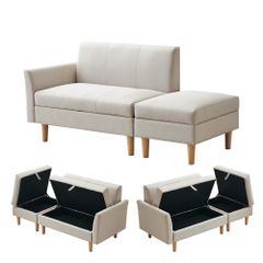 新品 ソファ ソファー 2人掛け 2人掛けソファ 収納付き ベージュ 収納