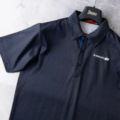 BRIDGESTONE GOLF ブリヂストン TOUR B ツアービー 吸汗速乾 冷感 ストレッチ 半袖 ポロシャツ メンズ M 黒 青 ストライプ ゴルフウェア