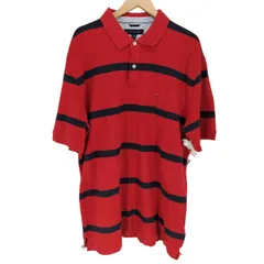 トミーヒルフィガー TOMMY HILFIGER ワンポイント刺繍 ボーダー柄 半袖ポロシャツ メンズ  xxl