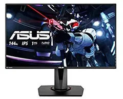 【中古】ASUSゲーミングモニター 27インチ VG279Q 1ms 144Hz広視野角IPS 178° スリムベゼル FreeSync HDMI DP DVI 高さ調整 縦回転 VESA 3年保証