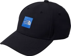 ザ・ノース・フェイス THE NORTH FACE アウトドア スクエアロゴキャップ メンズ レディース 帽子 シンプル 紫外線 UVカット UPF50+ 日除け 暑さ対策 面ファスナー サイズ調整可能 ワンポイント  NN02 KB ブラック×ヒーローブルー