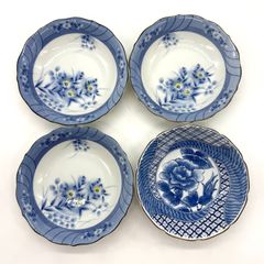 美濃焼】三峰 染付 藍染 花柄 和食器 5点セット（中鉢・盛鉢・小皿