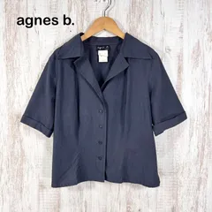 agnes b. アニエスベー スキッパー コットン 半袖 開襟 シャツ グレー レディース トップス