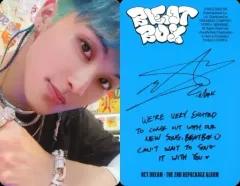【中古】コレクションカード(男性) NCT DREAM/マーク(MARK)/裏面水色・印刷サイン、メッセージ入り/CD「Beatbox(Photobook Ver.)」(YOUNG STAR Ver.)封入特典フォトカード