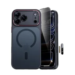 【新品】 【米軍MIL規格・指紋防止】JUESHITUO iPhone 17 Pro Max 用の ケース 耐衝撃 マット マグネット搭載 いphone17promax 用の ケース MagSafe 充電対応 1X覗き見防止スクリーン保護付き 黄ばみなし  0