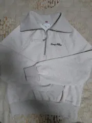 トミーヒルフィガー ハーフジップアップ スウェット アイボリー XS