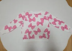 女の子 リボン パータン スウェット Tシャツ 9-10y