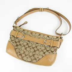 コーチ ショルダーバッグ シグネチャー キャンバス/レザー 鞄 カバン ブランド 7077 レディース キャメル COACH 【中古】