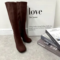新品 ロングブーツ M 23-23.5cm ブラウン スエード調 お洒落 厚底